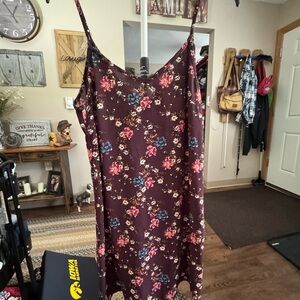 About A Girl Floral Mini Dress - Burgundy and Blue